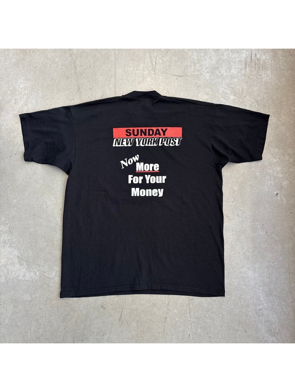 Vintage 90s Sunday New York Post Graphic T-Shirt Extra Large Black